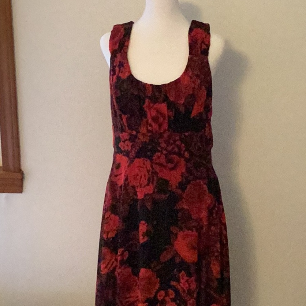 Womens red and Black floral maxi dress